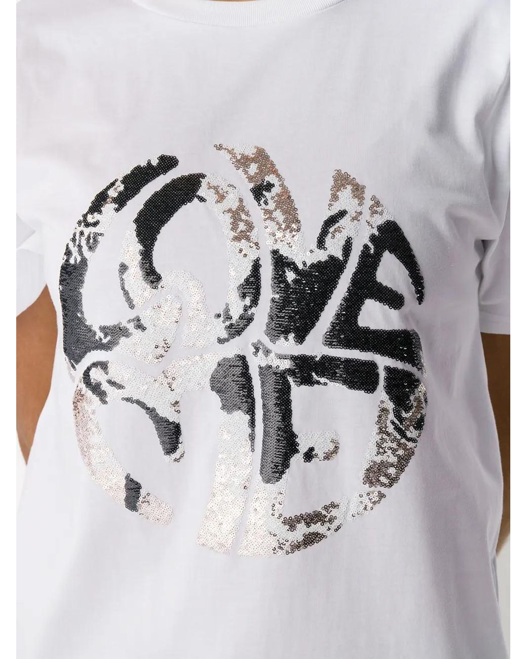 Alberta Ferretti White Sequinned Print T-Shirt