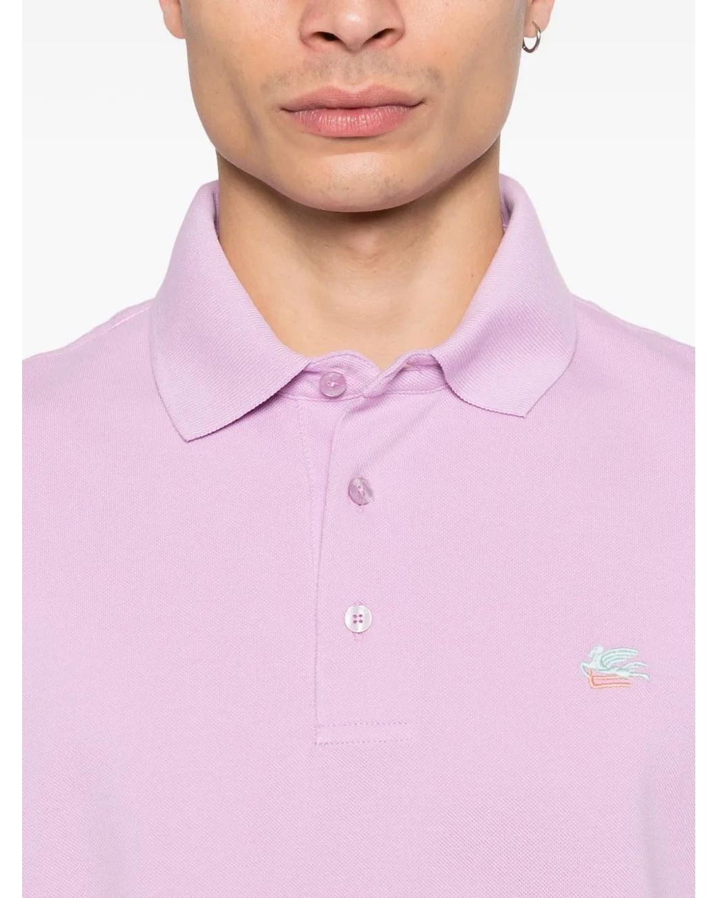 Etro Pink Buttoned Polo Shirt for men