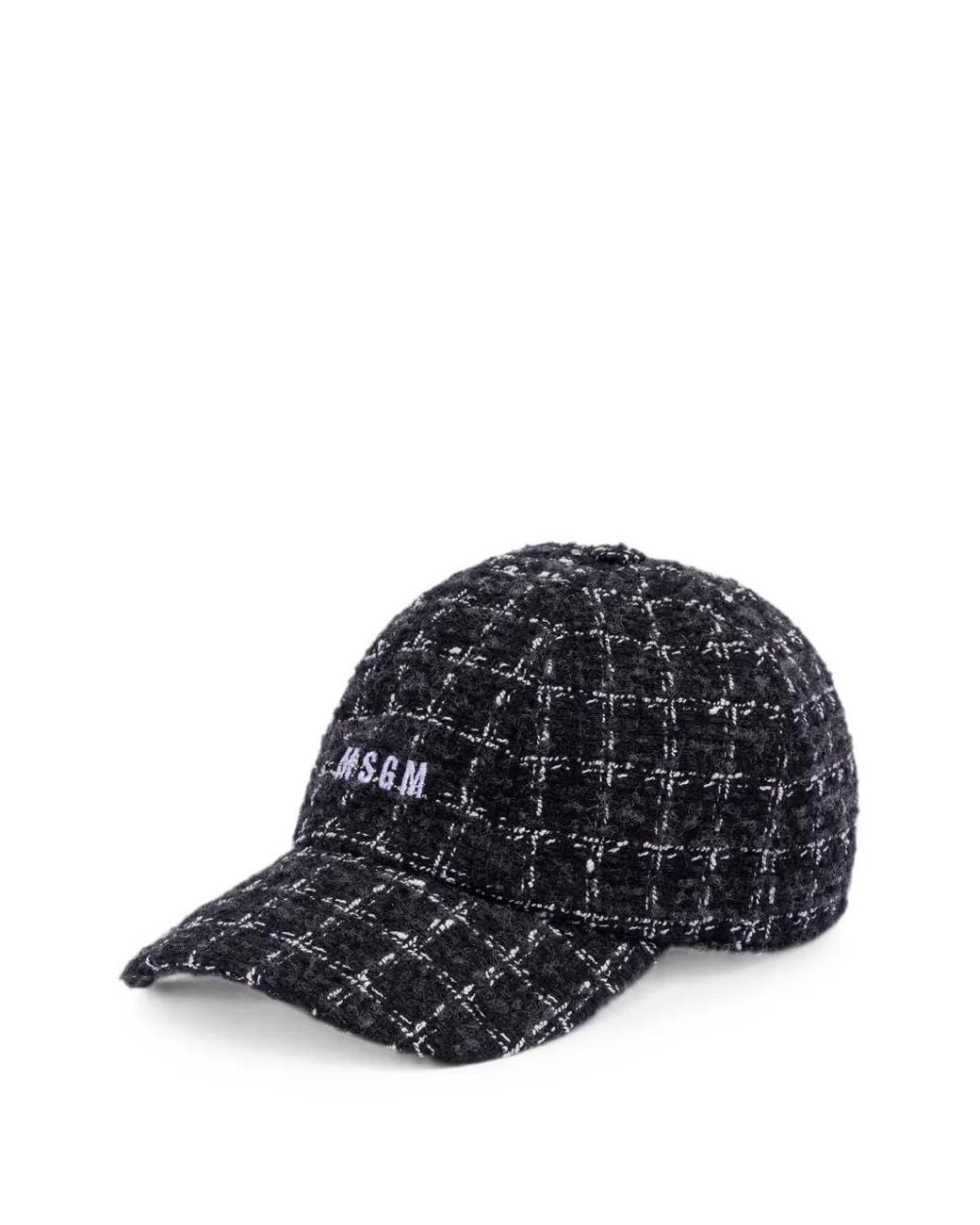 MSGM Black Tweed-Effect Logo-Embroidered Baseball Cap
