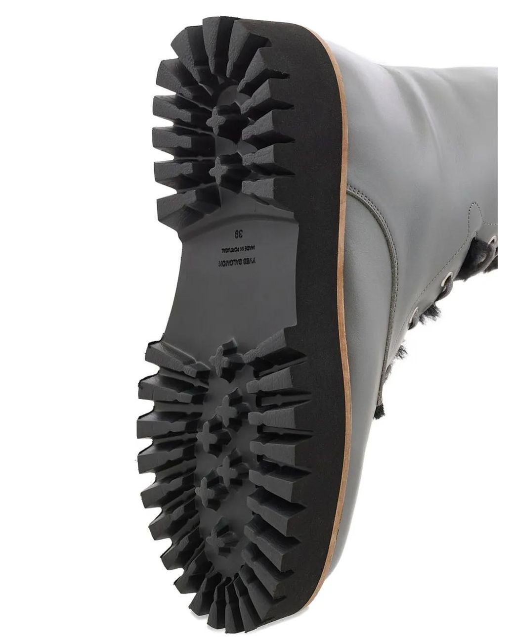 Yves Salomon Black Shearling-Trim Lace-Up Combat Boots