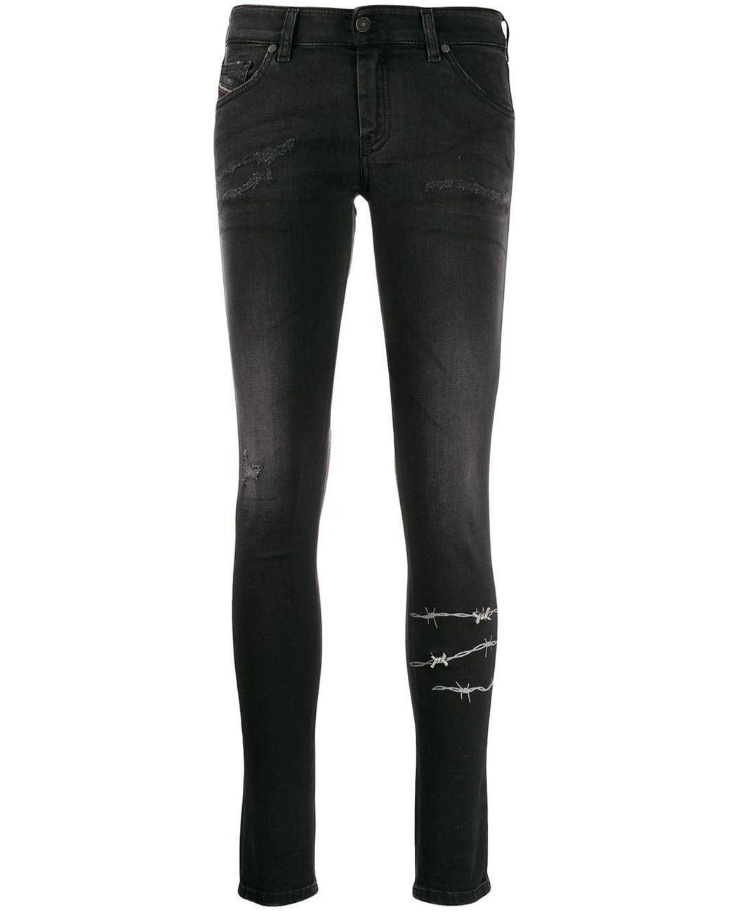 DIESEL Denim Barbed Wire Skinny Jeans in Black - Lyst