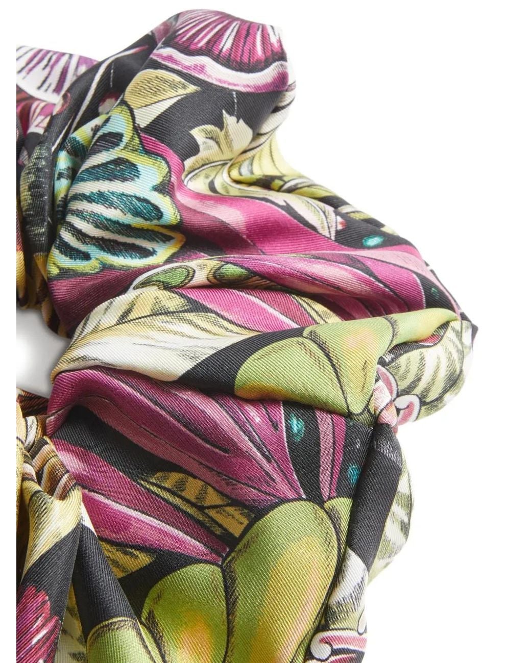 LaDoubleJ Pink Floral-Print Silk Scrunchie
