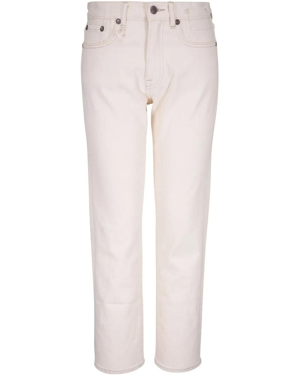 R13 White Straight-Leg Jeans