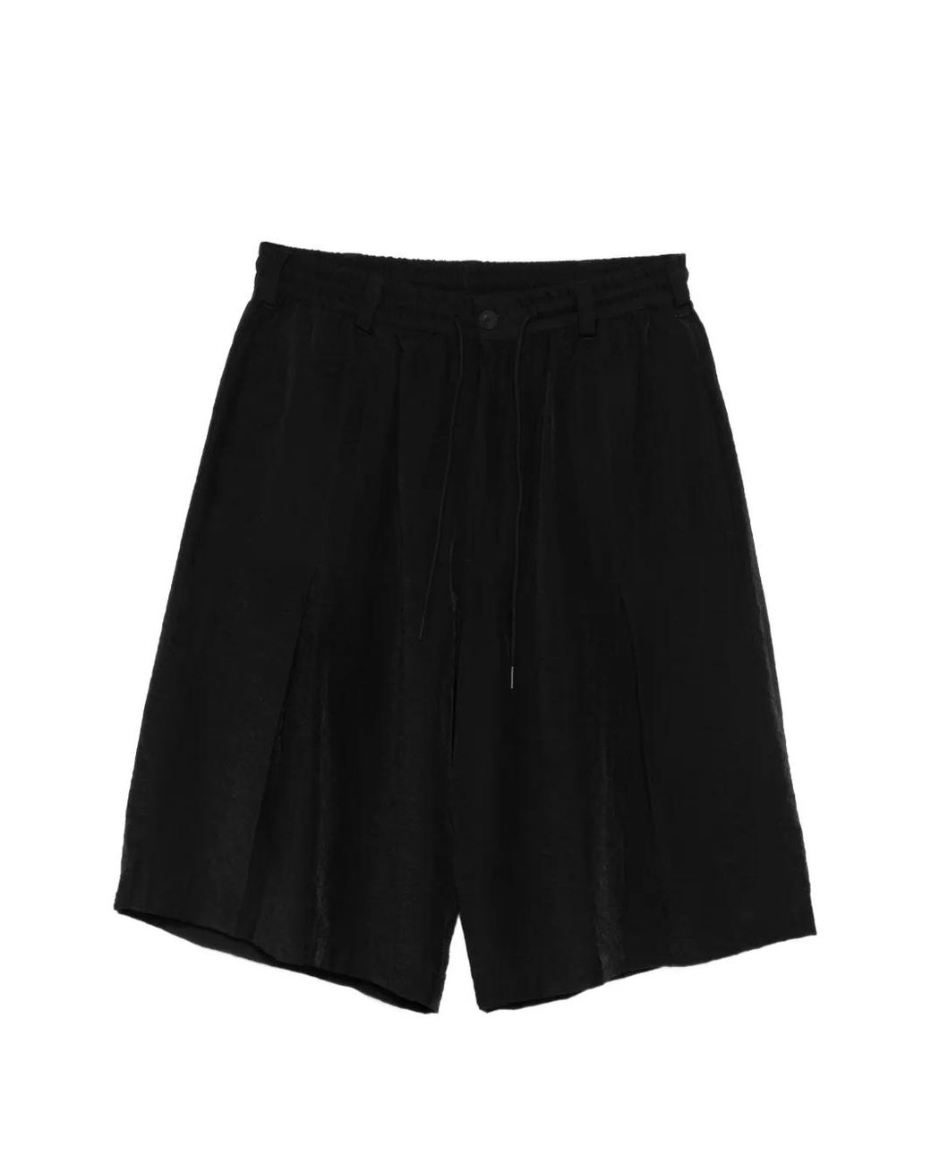 Y-3 Black Drawstring Pleated Shorts for men