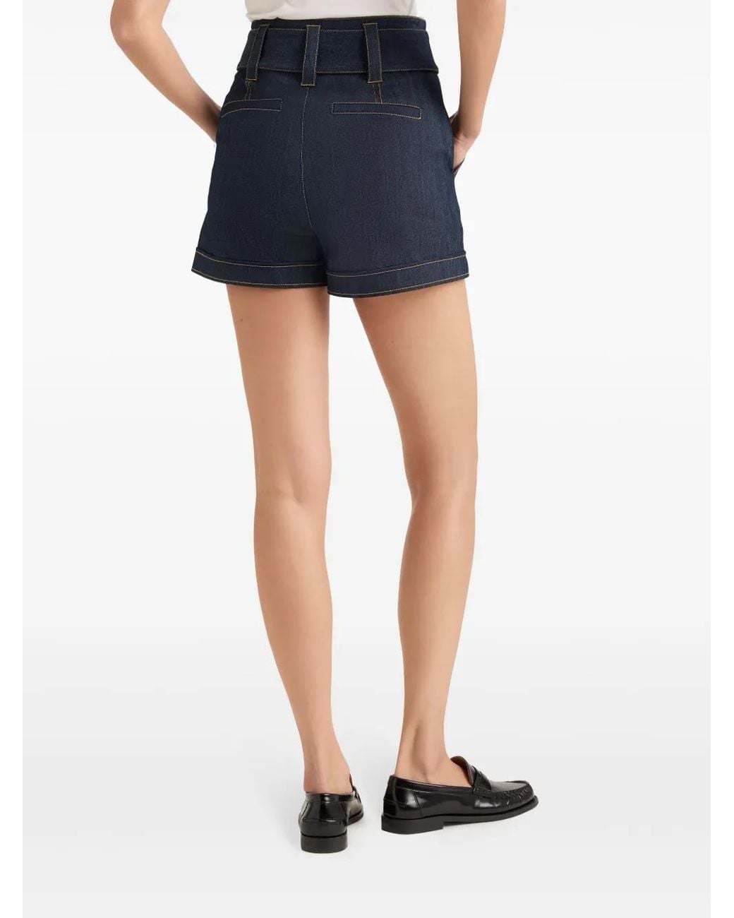 Cinq À Sept Blue Aldi Belted Denim Shorts
