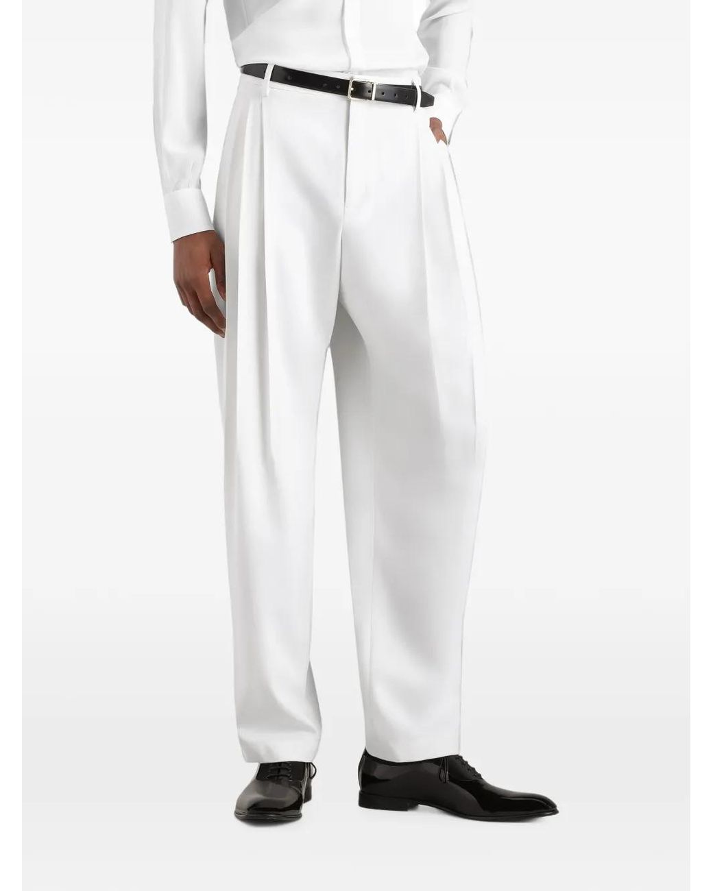 Dolce & Gabbana White Micro-Rib Trousers for men
