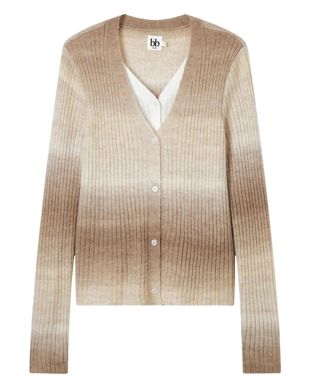 B+ AB Natural Gerippter Cardigan