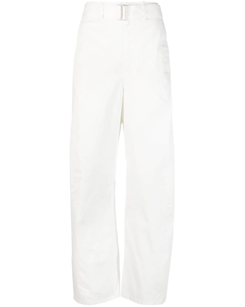 Lemaire Cotton Belted-waist Trousers in White | Lyst