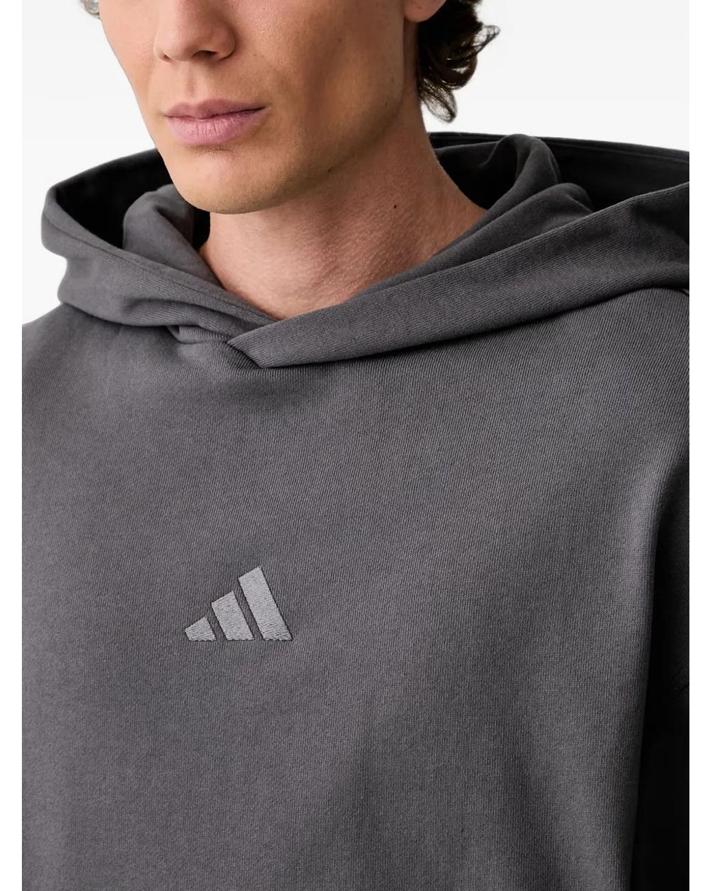 Adidas Gray Cotton Hoodie for men