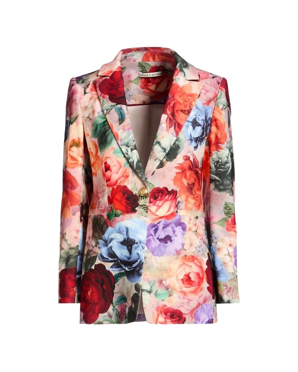 Alice + Olivia Red Breann Floral-Print Blazer