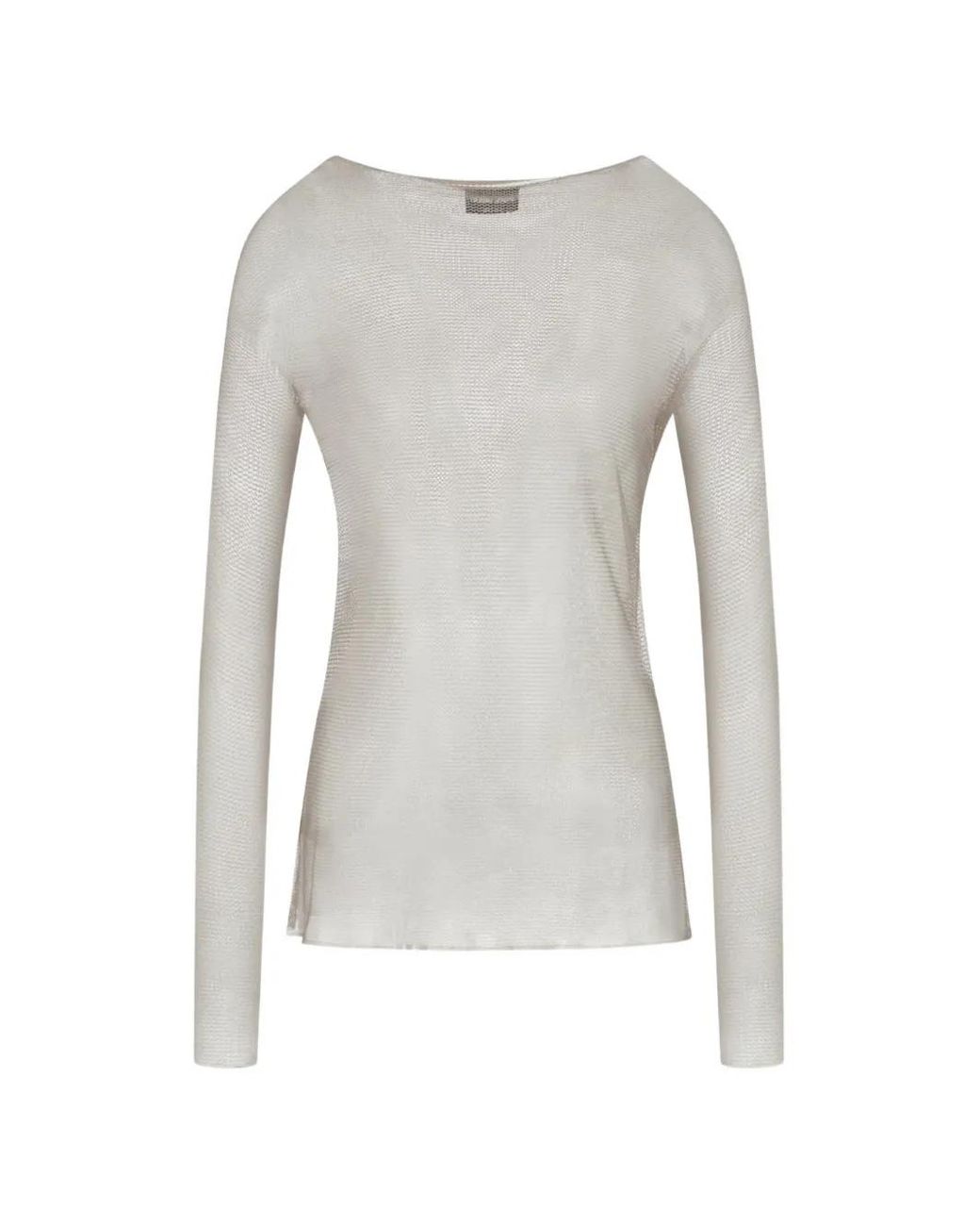 Giorgio Armani Gray Long-Sleeve Mesh Top