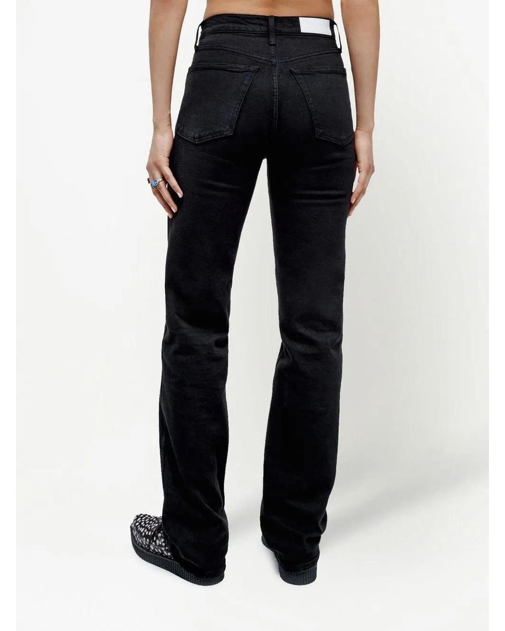Re/done Black Straight-Leg High-Rise Jeans