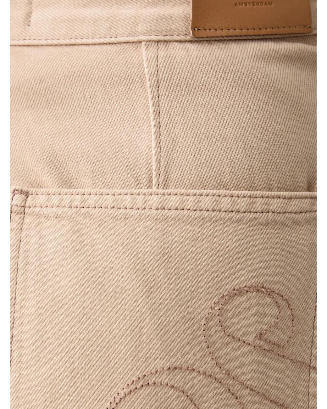 Scotch & Soda Natural Logo-Embroidered Wide-Leg Jeans