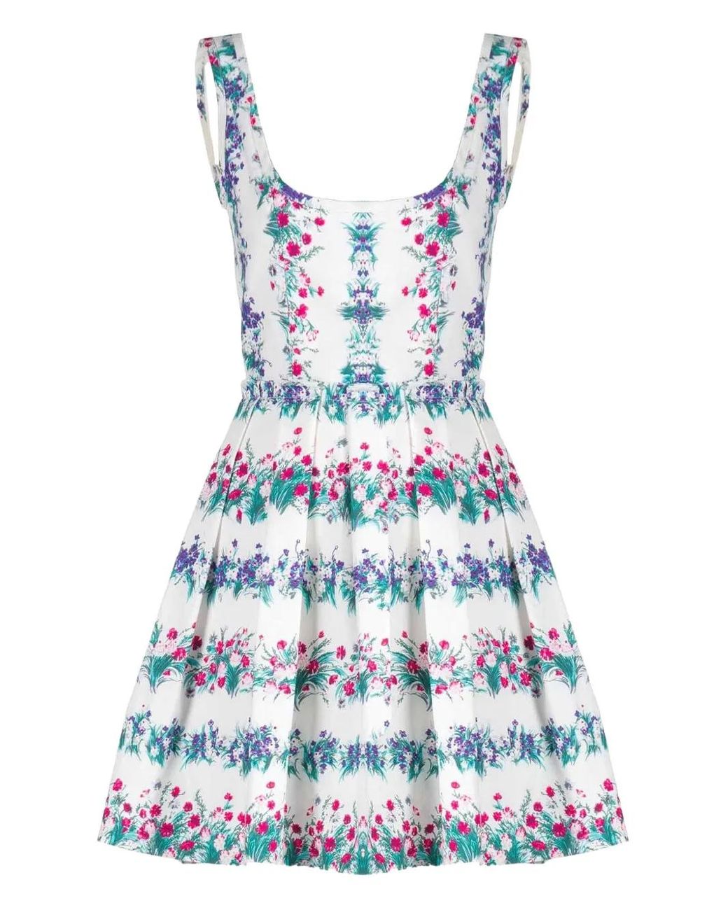 Abito Corto A Fiori Plissettato di Luisa Beccaria in Blu Lyst