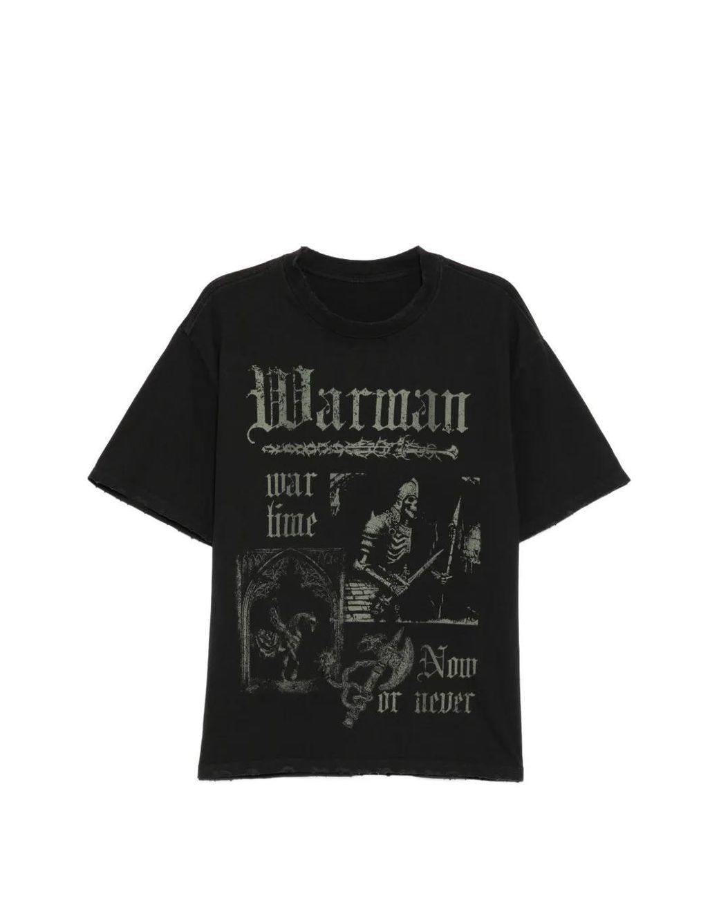 WARMAN Black Graphic Print T-Shirt for men