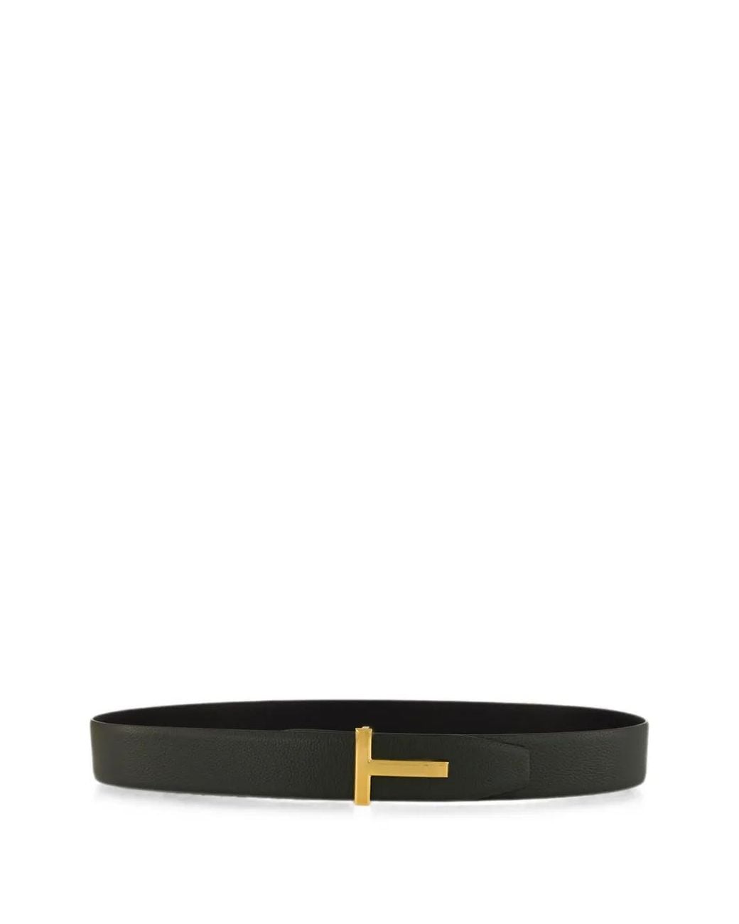 Tom Ford White T-Buckle Grained-Leather Belt for men