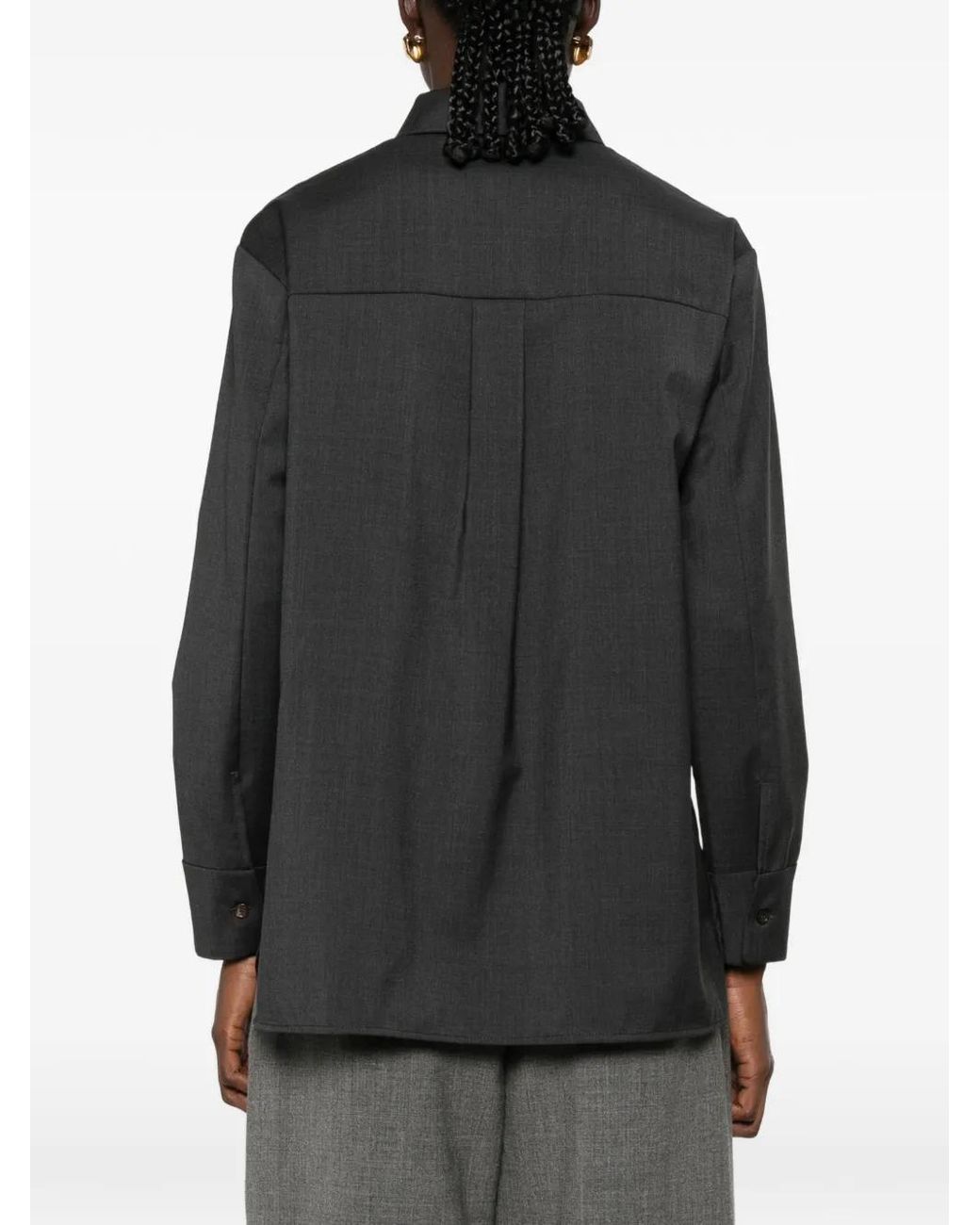 Max Mara Black Button-Up Chest-Pocket Shirt