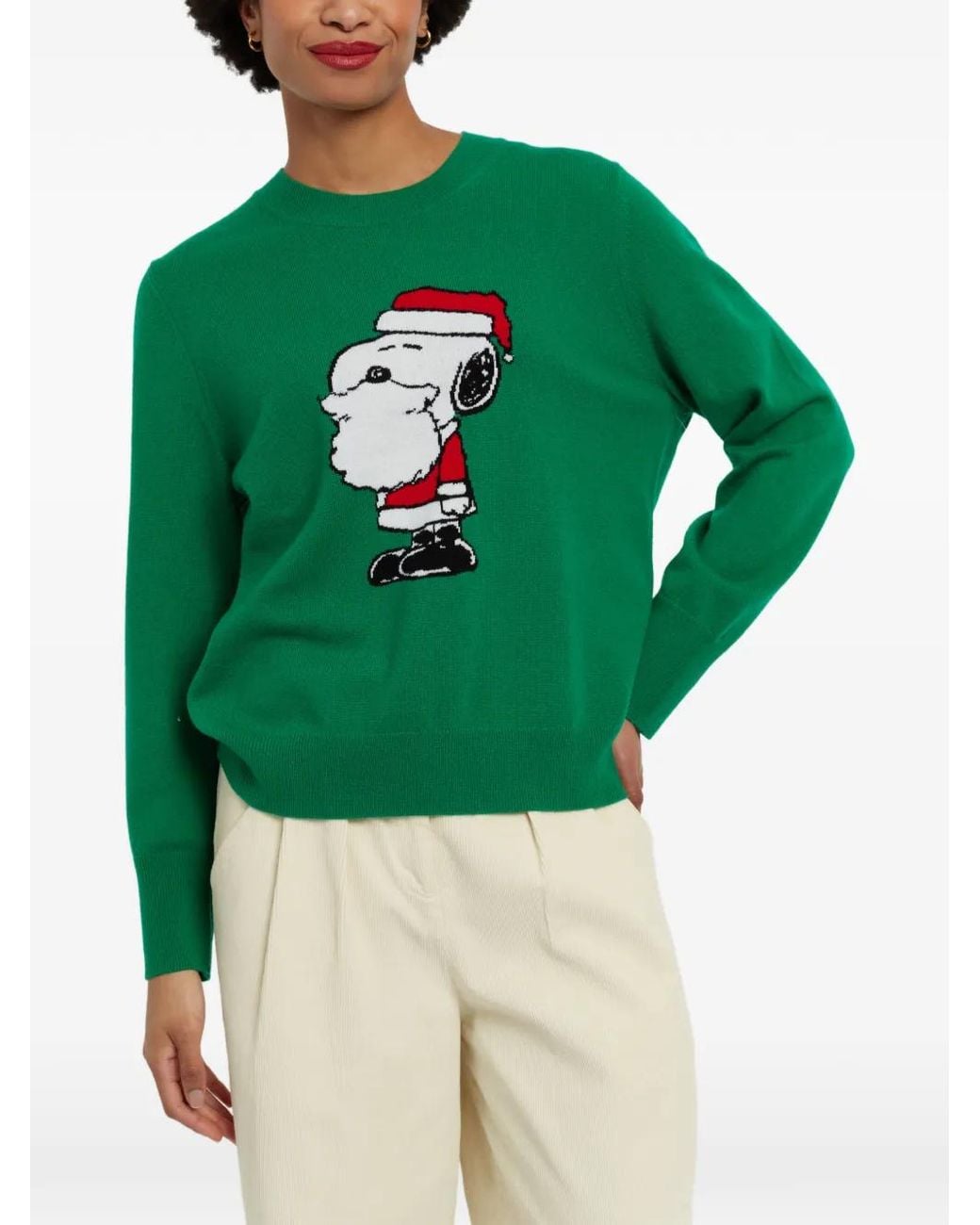 Chinti & Parker Green Snoopy Santa Sweater