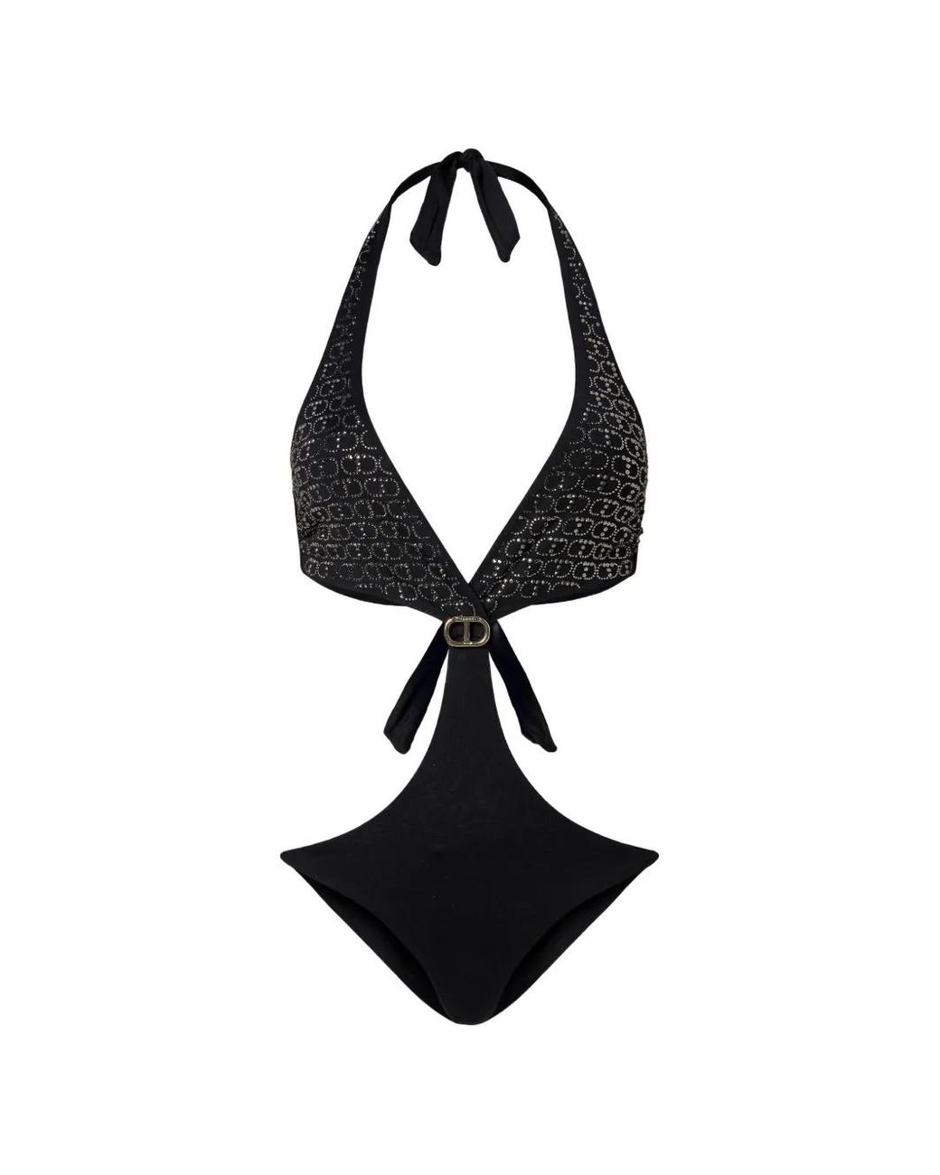 Twinset White Trikini Oval Rhinestone One-Pieces