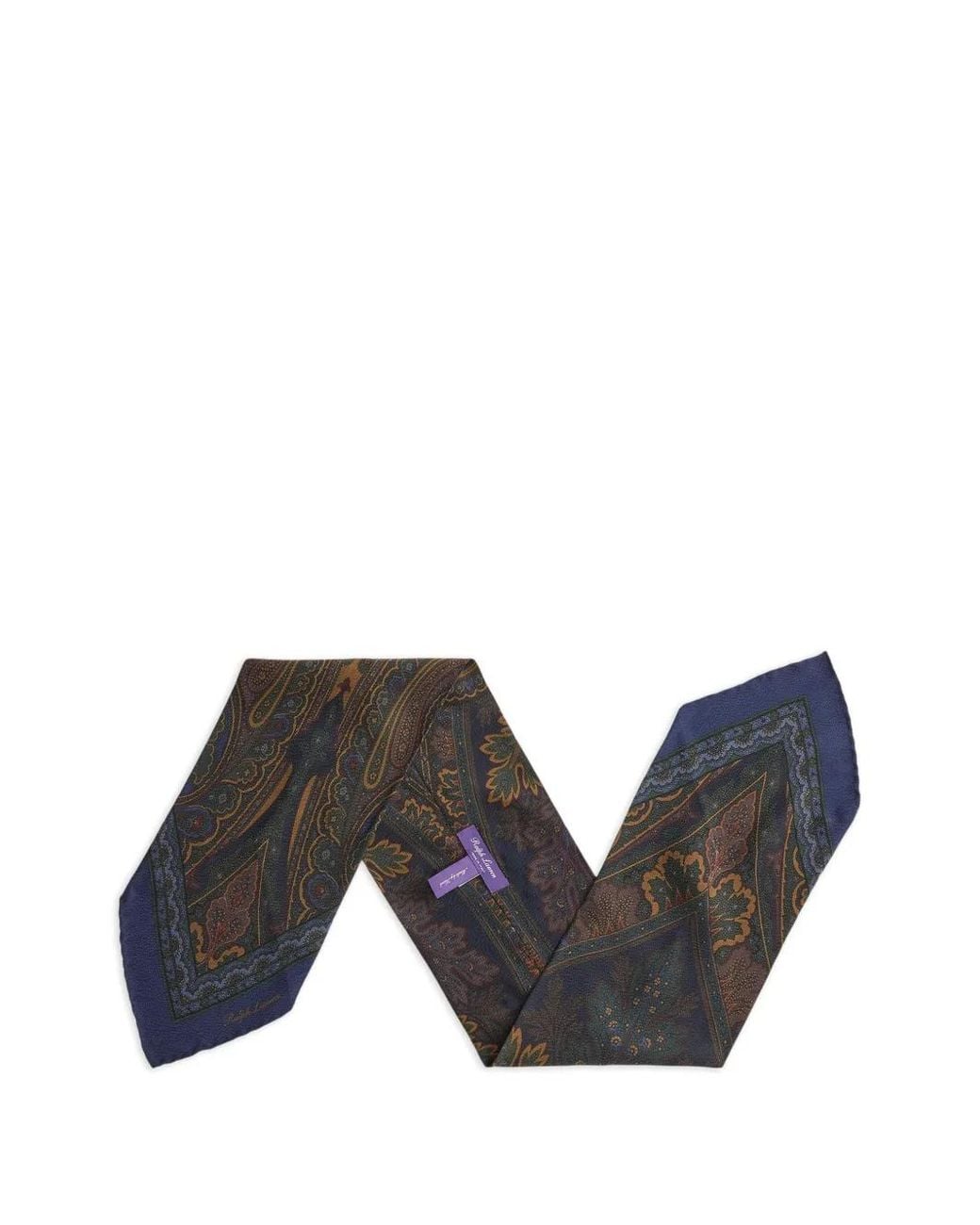 Ralph Lauren Blue Paisley-Print Silk Scarf for men