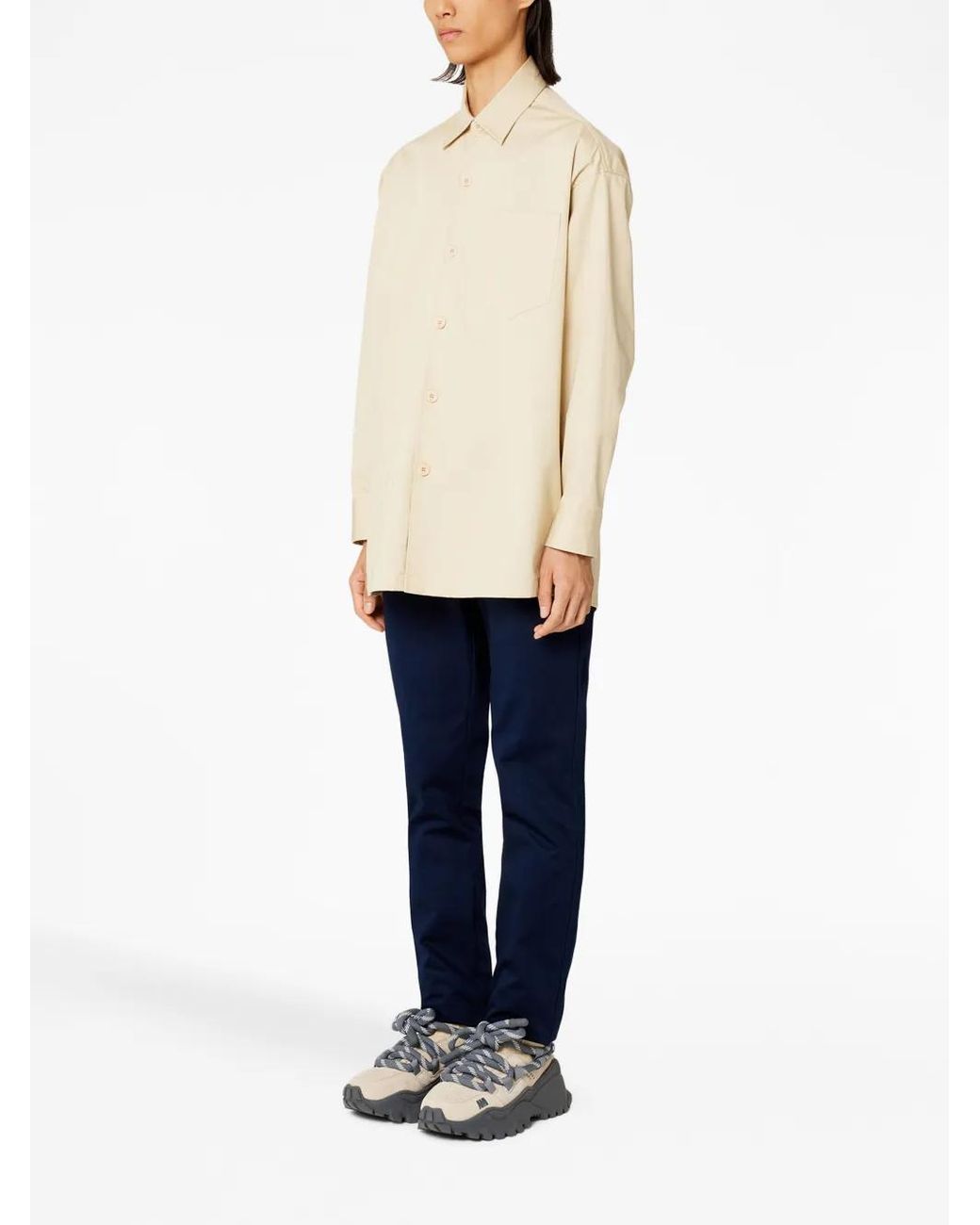AMI Natural Logo-Print Button-Front Shirt for men