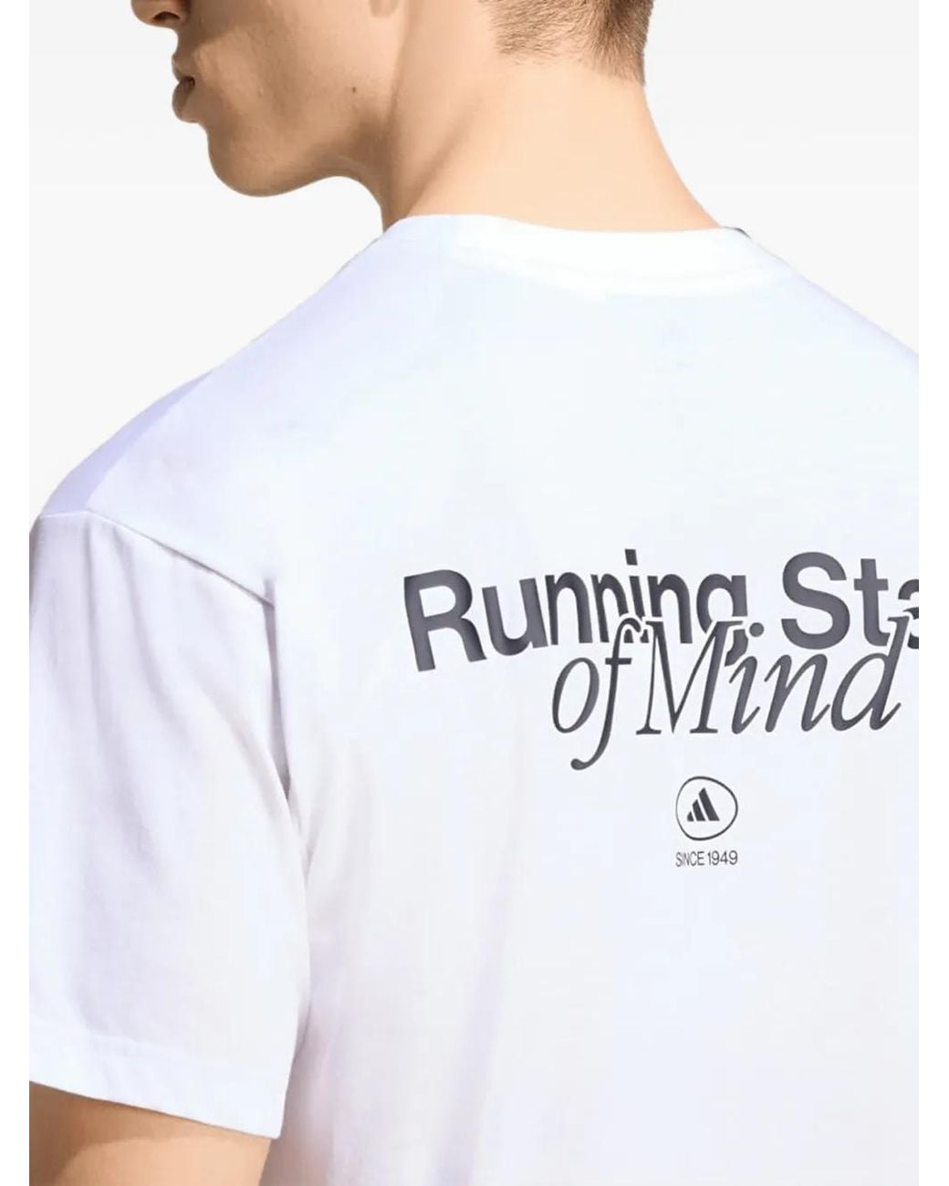 Adidas White Running State Of Mind Graphic-Print T-Shirt for men