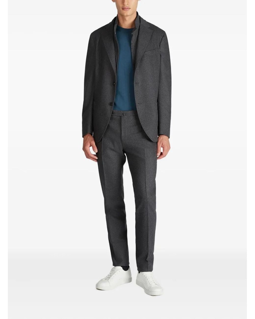 Incotex Gray Removable-Panel Flannel Jacket for men