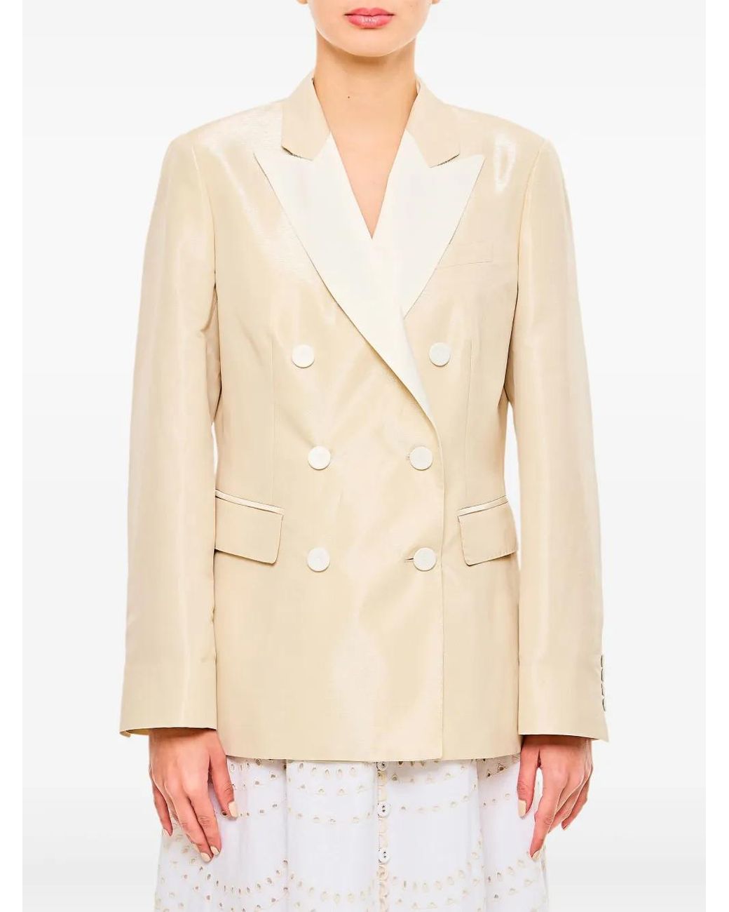 Alberto Biani Natural Double-Breasted Blazer