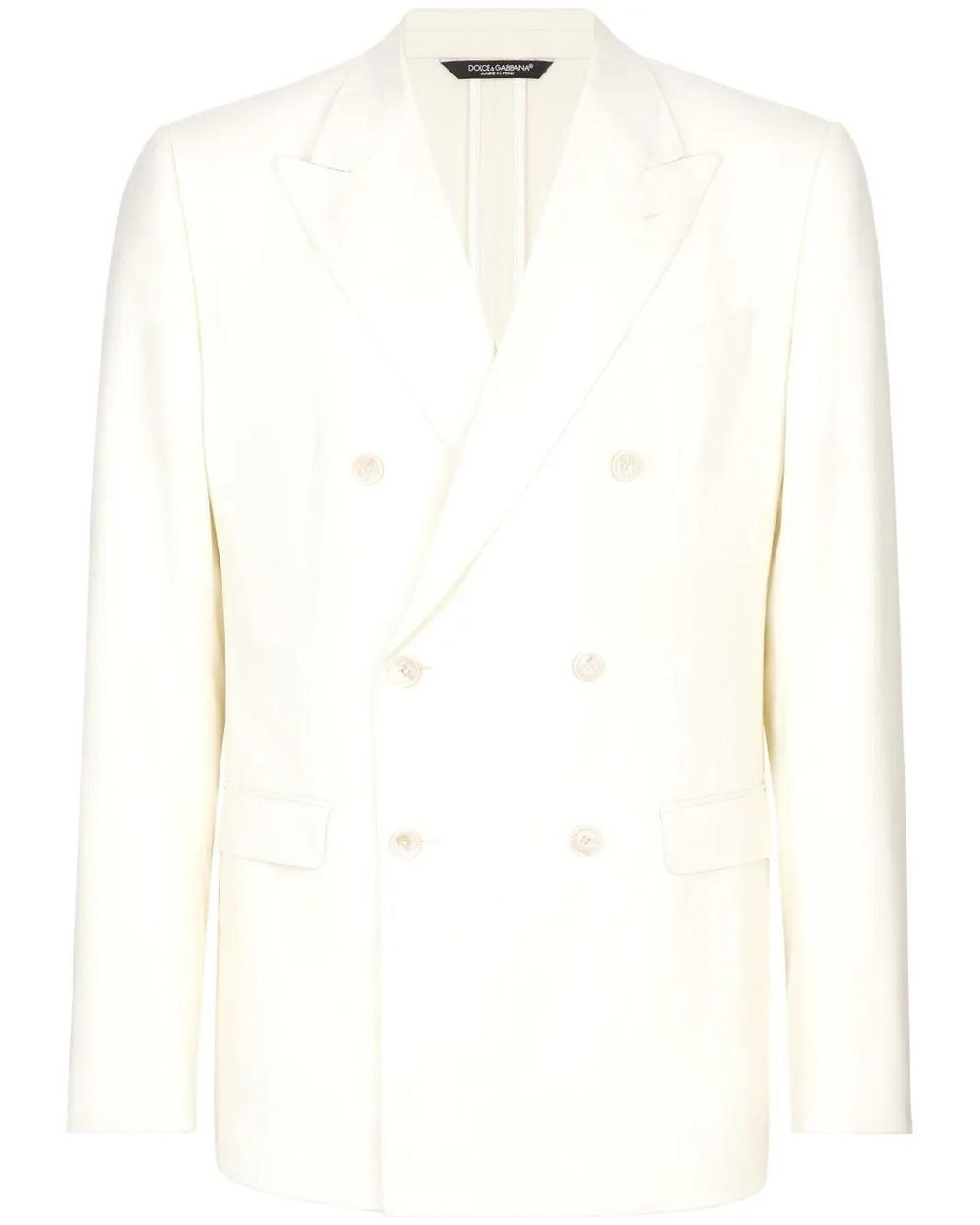 Dolce & Gabbana White Wool Double-Breasted Jacket for men