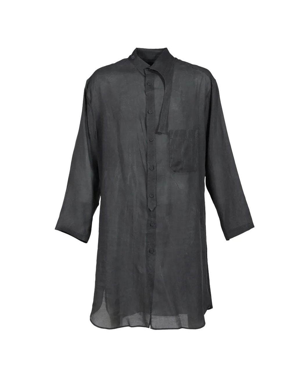 Yohji Yamamoto Gray Chemise Longue À Col Asymétrique for men