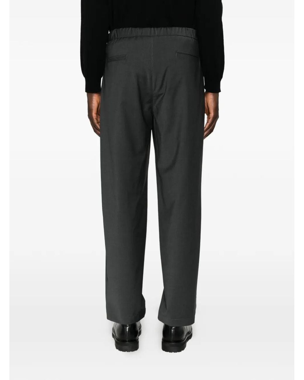 Amaranto Gray Drawstring-Waist Straight-Leg Trousers for men