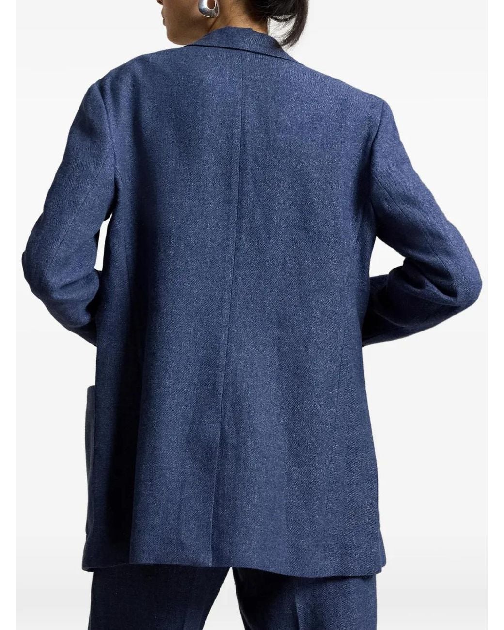 Polo Ralph Lauren Blue Single-Breasted Linen Blazer