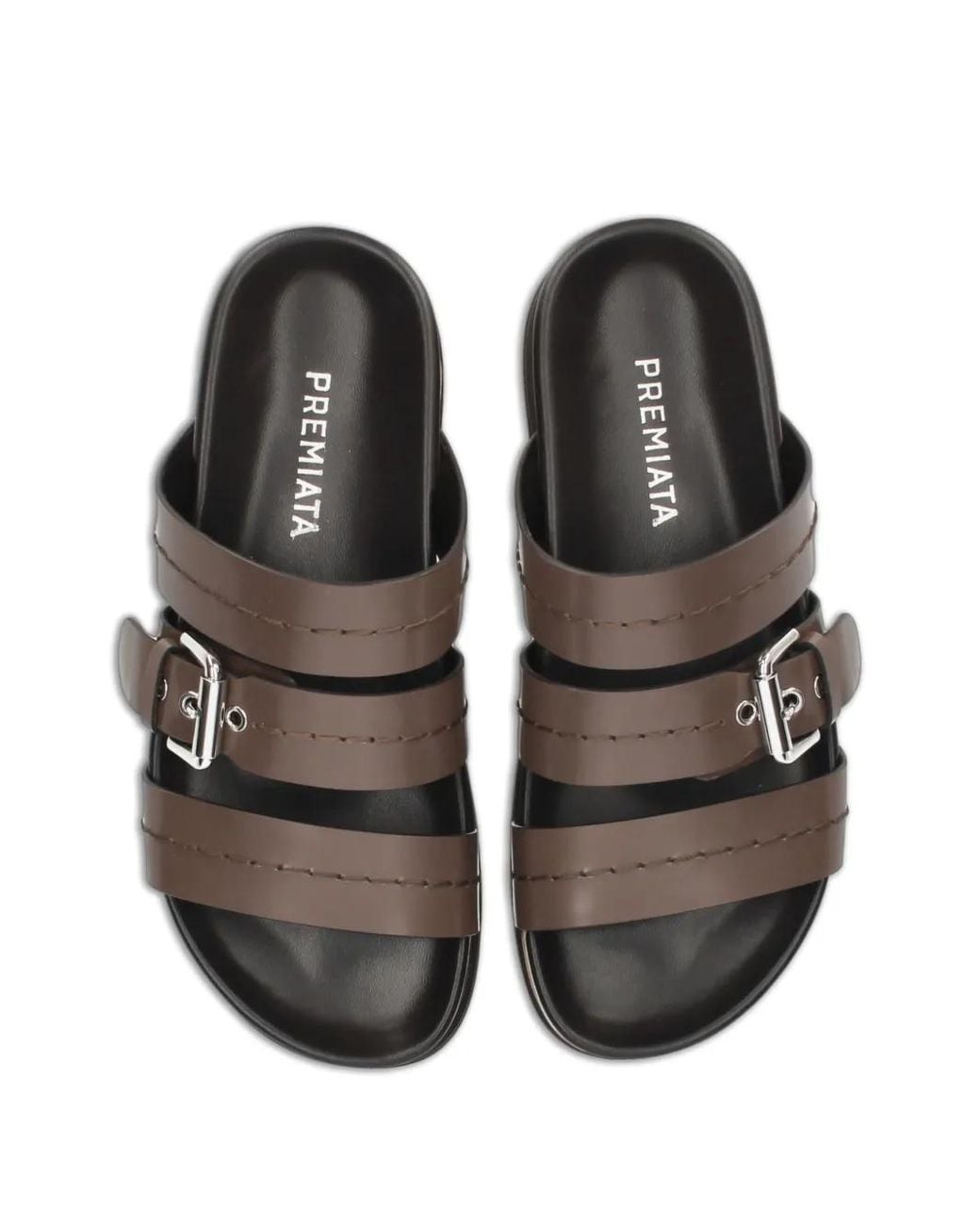 Premiata Brown Sandales En Cuir À Boucles