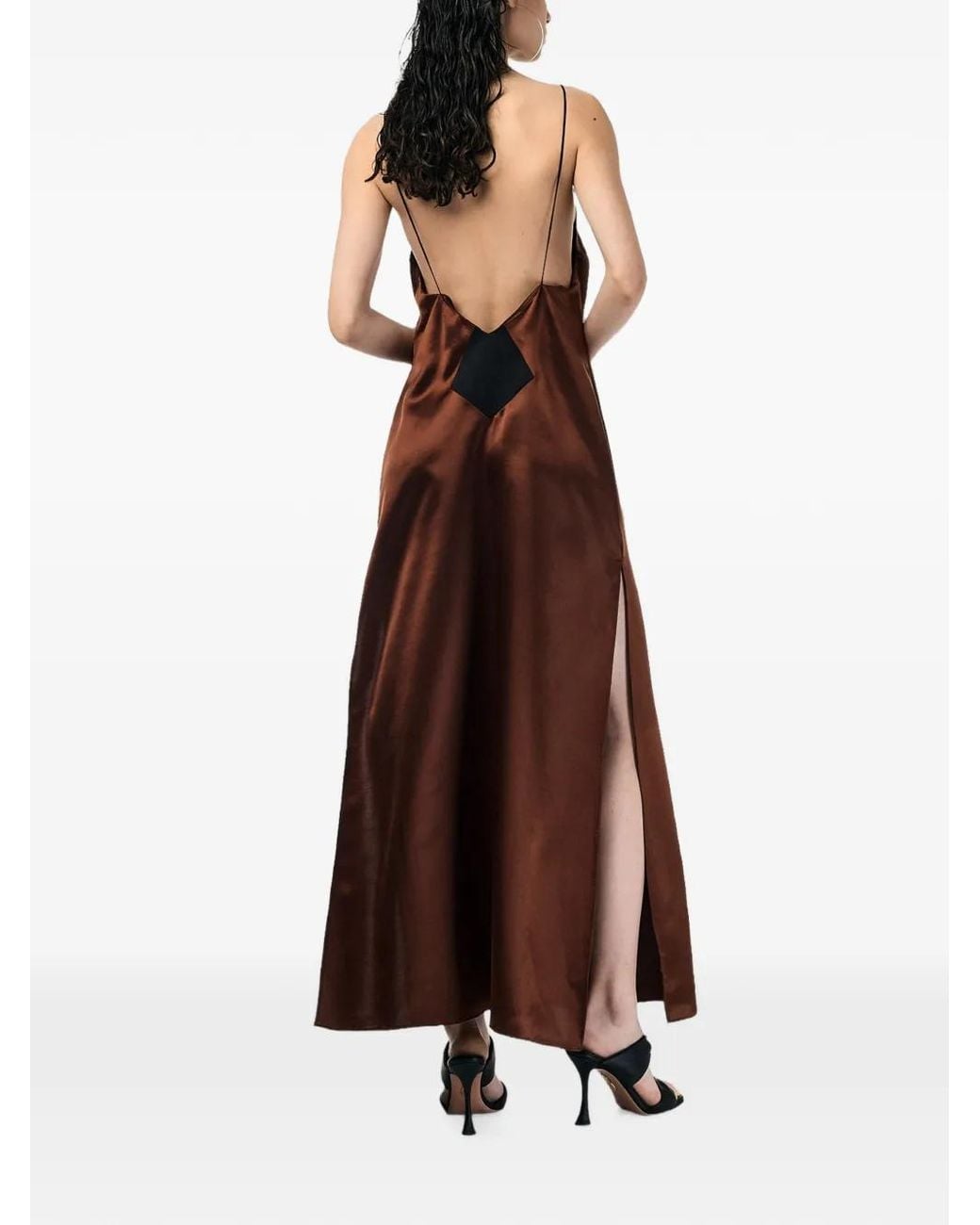 ANDRA ANDREESCU Brown Noemie Silk Maxi Dress