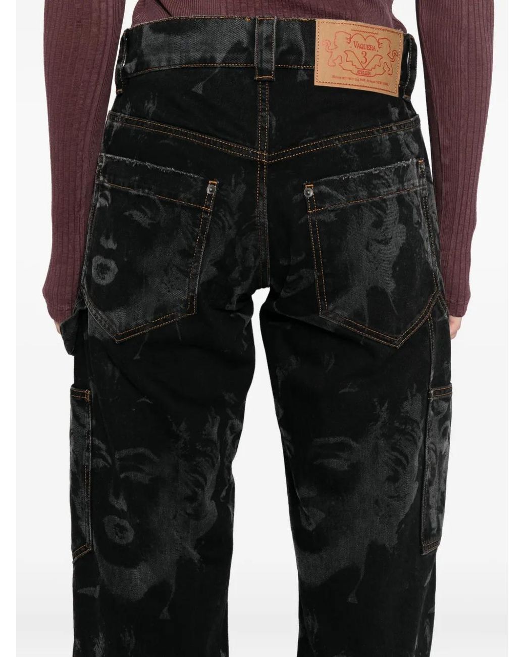 VAQUERA Black All-Over Graphic Print Jeans