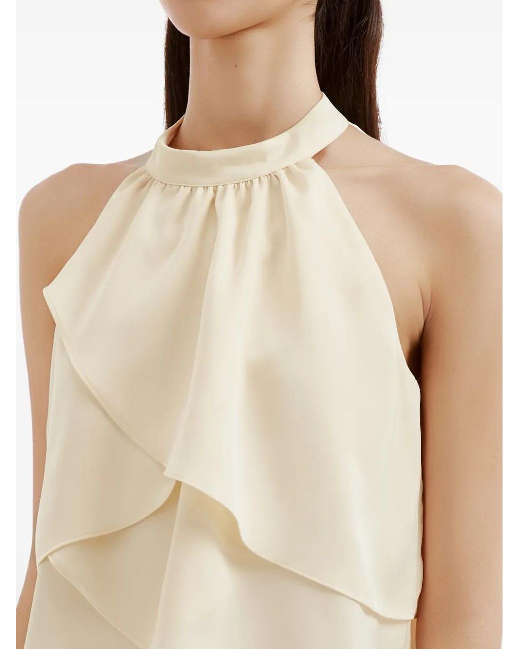 B+ AB White Tiered Halterneck Blouse