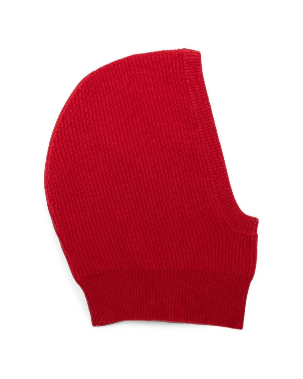 Roberto Collina Red Ribbed-Knit Balaclava