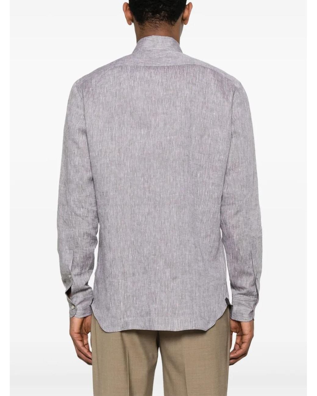 Zegna Gray Oasi Lino Shirt for men
