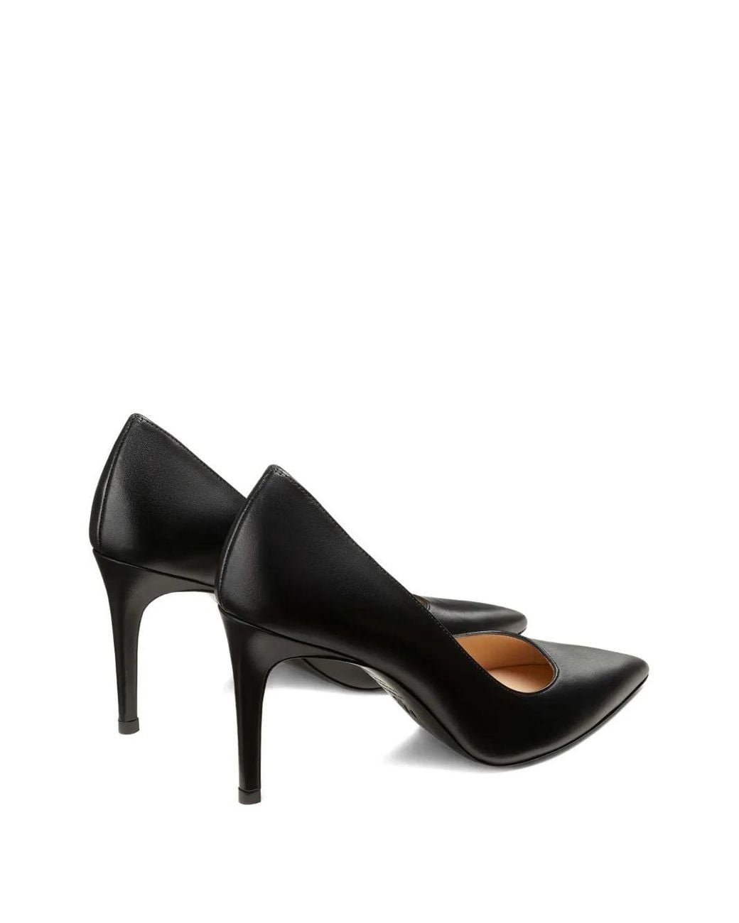 Stuart Weitzman Black Pointed-Toe Leather Pumps