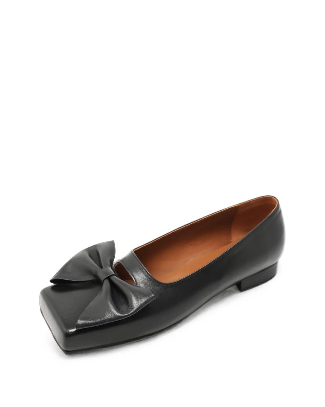 Finoacinque Black La Bow Square-Toe Flat Pumps
