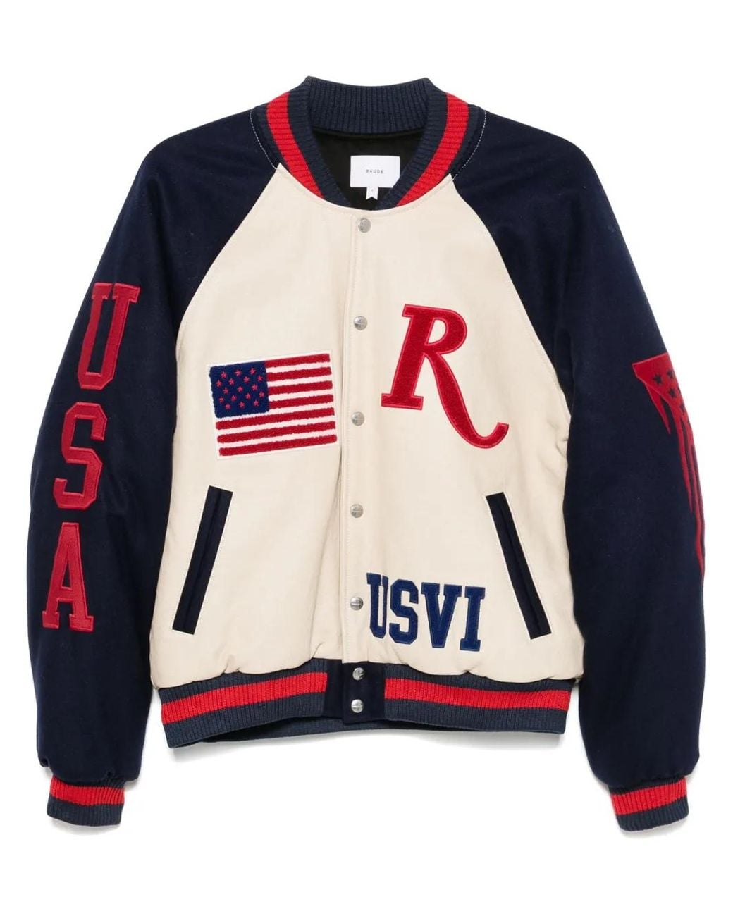 Rhude Blue St. Croix Varsity Jacket for men