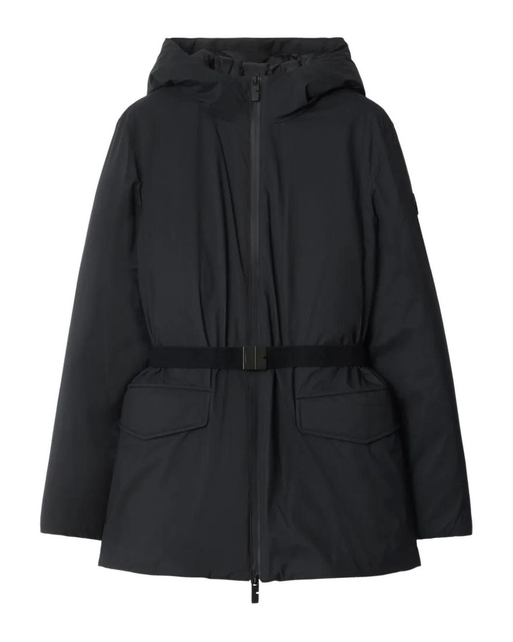 Burberry Black Short Hooded Nylon Coat