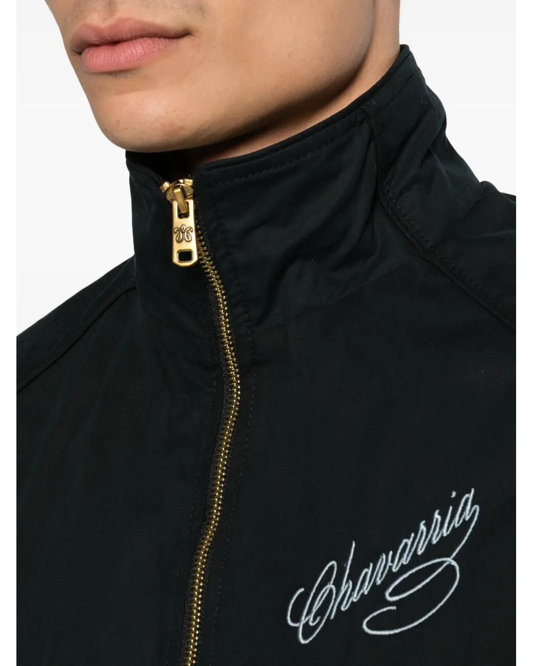 Willy Chavarria Black Zip-Up Track Jacket for men