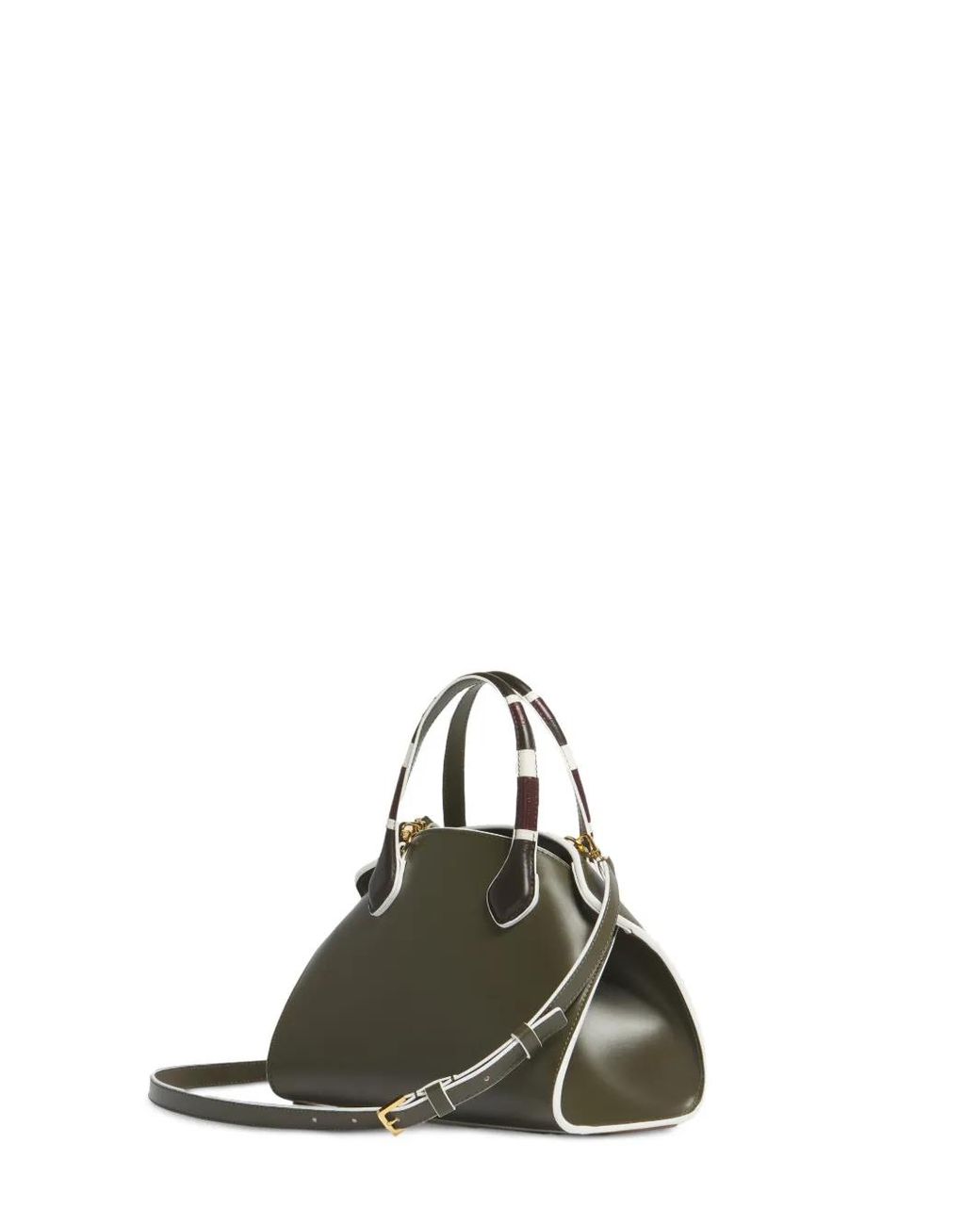 Marni Green Leather Overlap Small Handbag