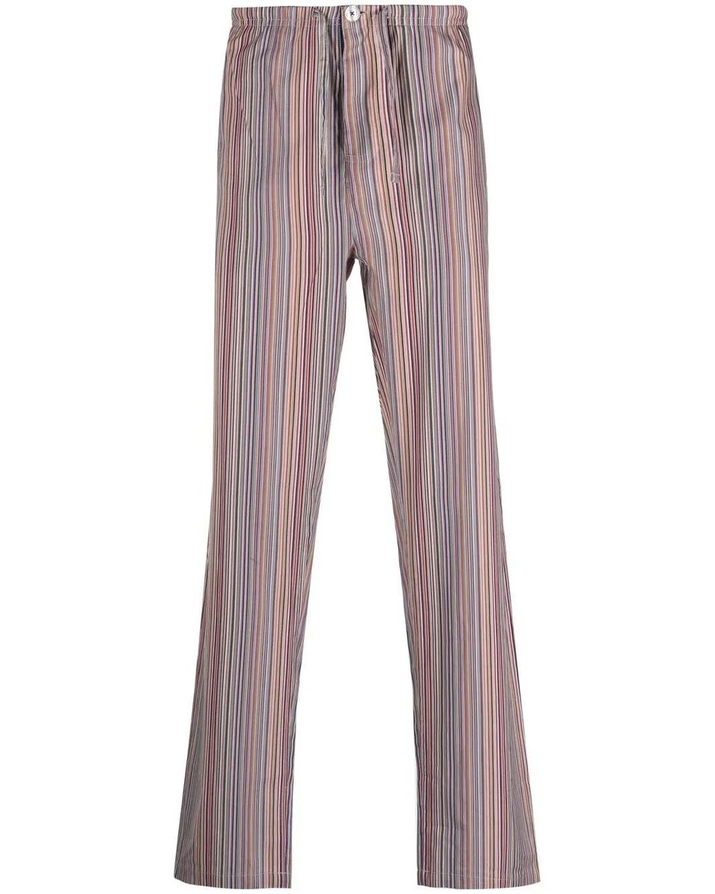 Paul Smith Blue Cotton Striped Trousers for men