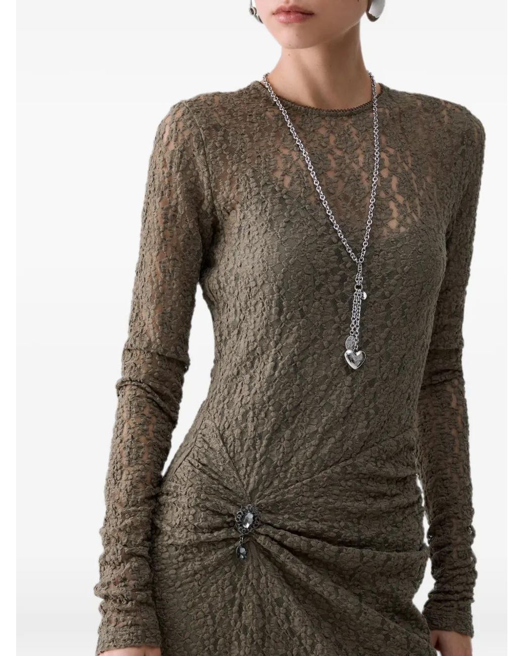 Liu Jo Gray Short Lace Dress