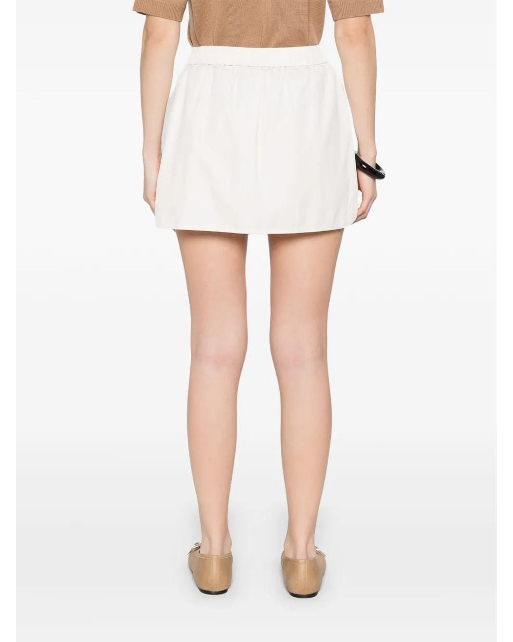 KENZO White Logo-Patch Drawstring Mini Skirt