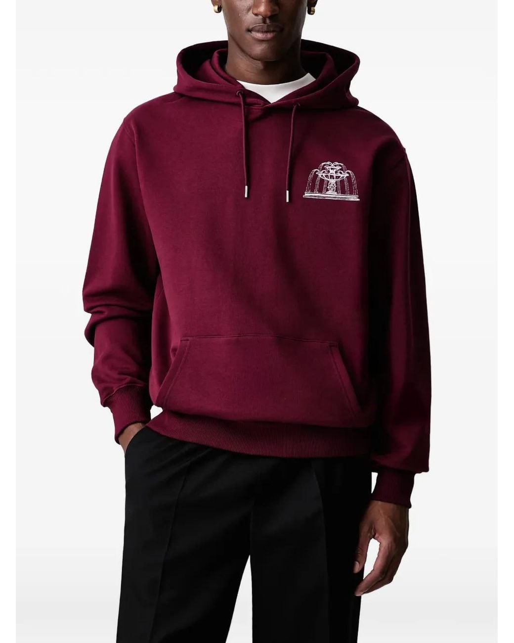 Drole de Monsieur Red Fountain-Print Hoodie for men