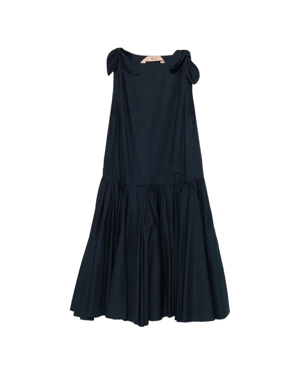 N°21 Blue Tie Straps Gathered Dress