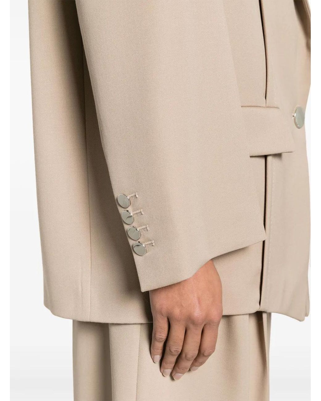 The Attico Natural Glen Oversized Single-breasted Blazer